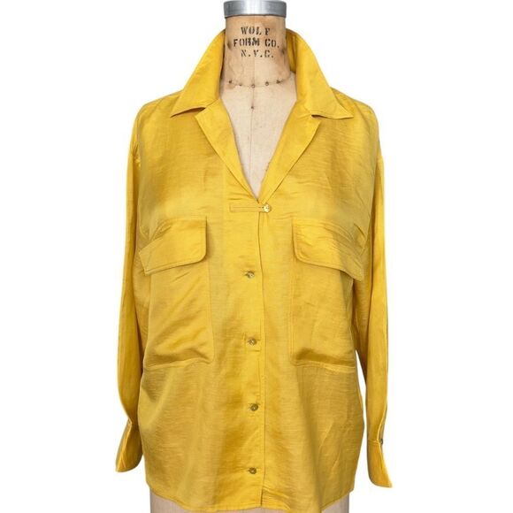 MASSIMO DUTTI Yellow Silky Shirt Size XS - Picture 1 of 6